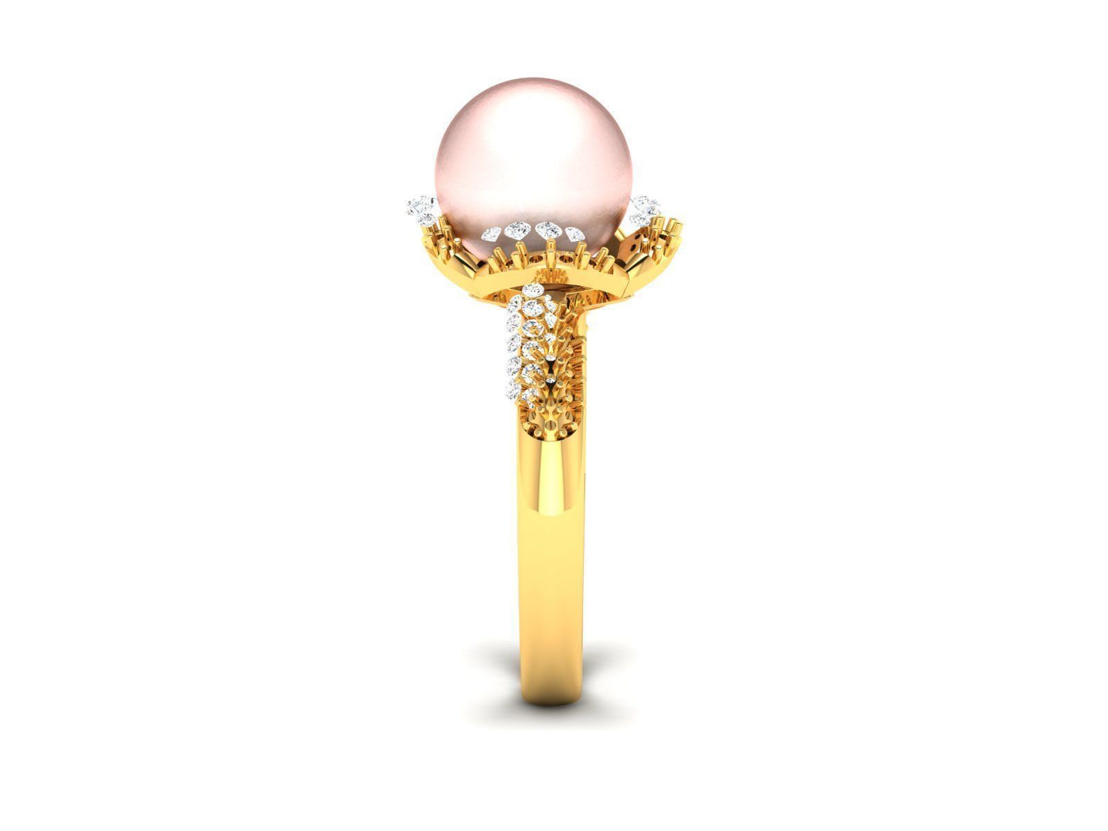 Solitaire Women Engagement Wedding Opal Stone Ring 3D print model_4