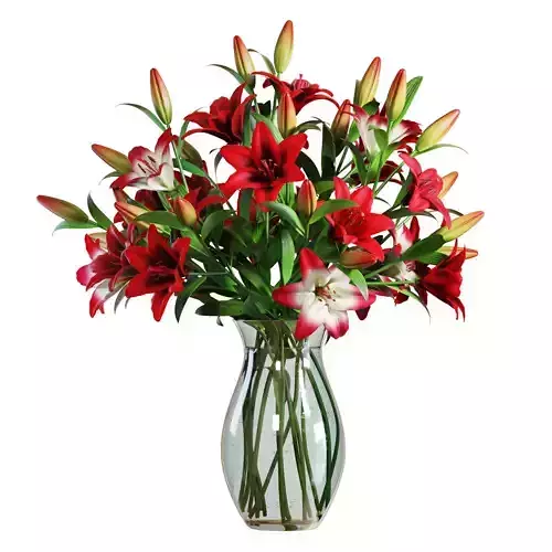 Flower Set 14 - Red Lilies Bouquet