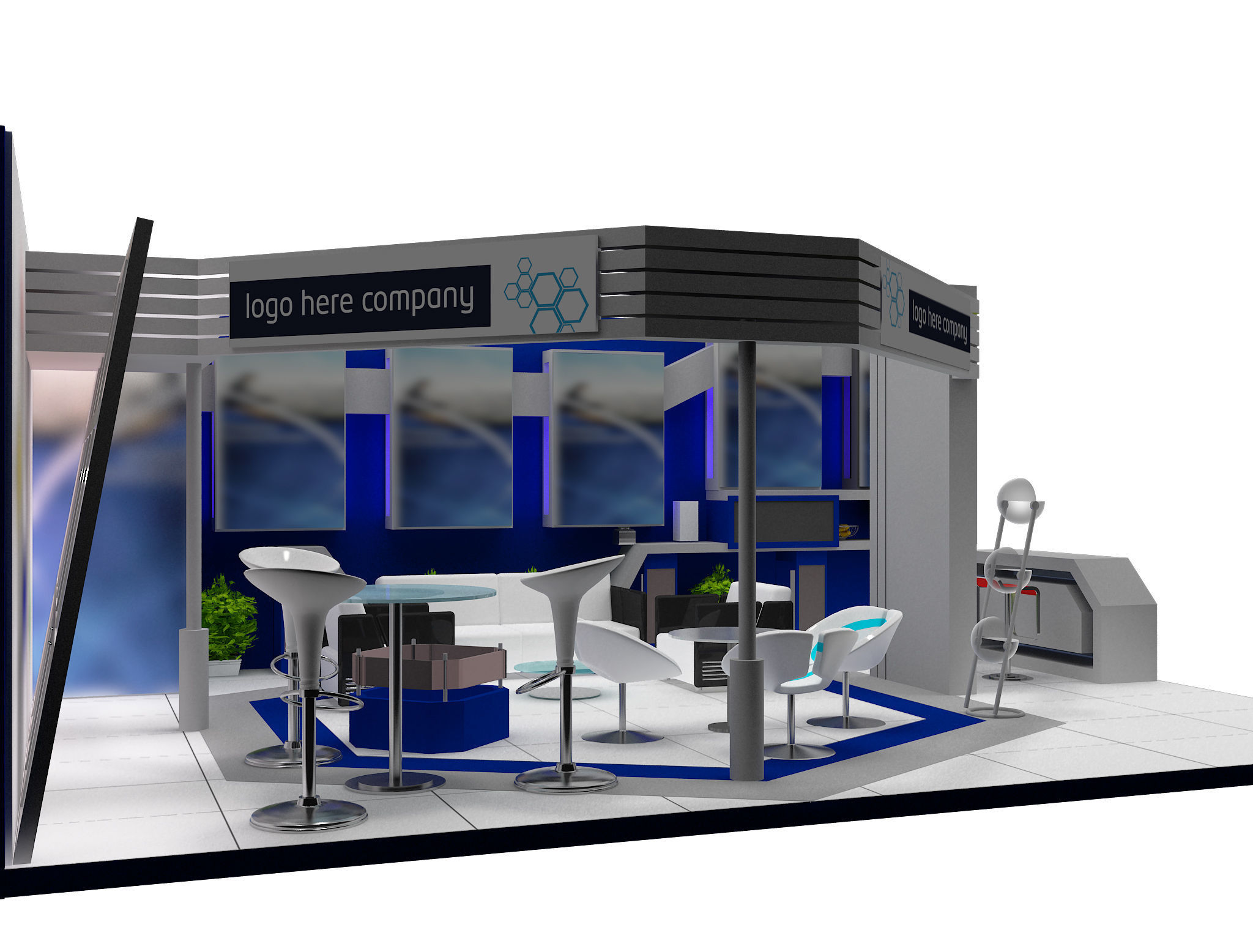 Booth Exhibition Stand a453 3D model_6