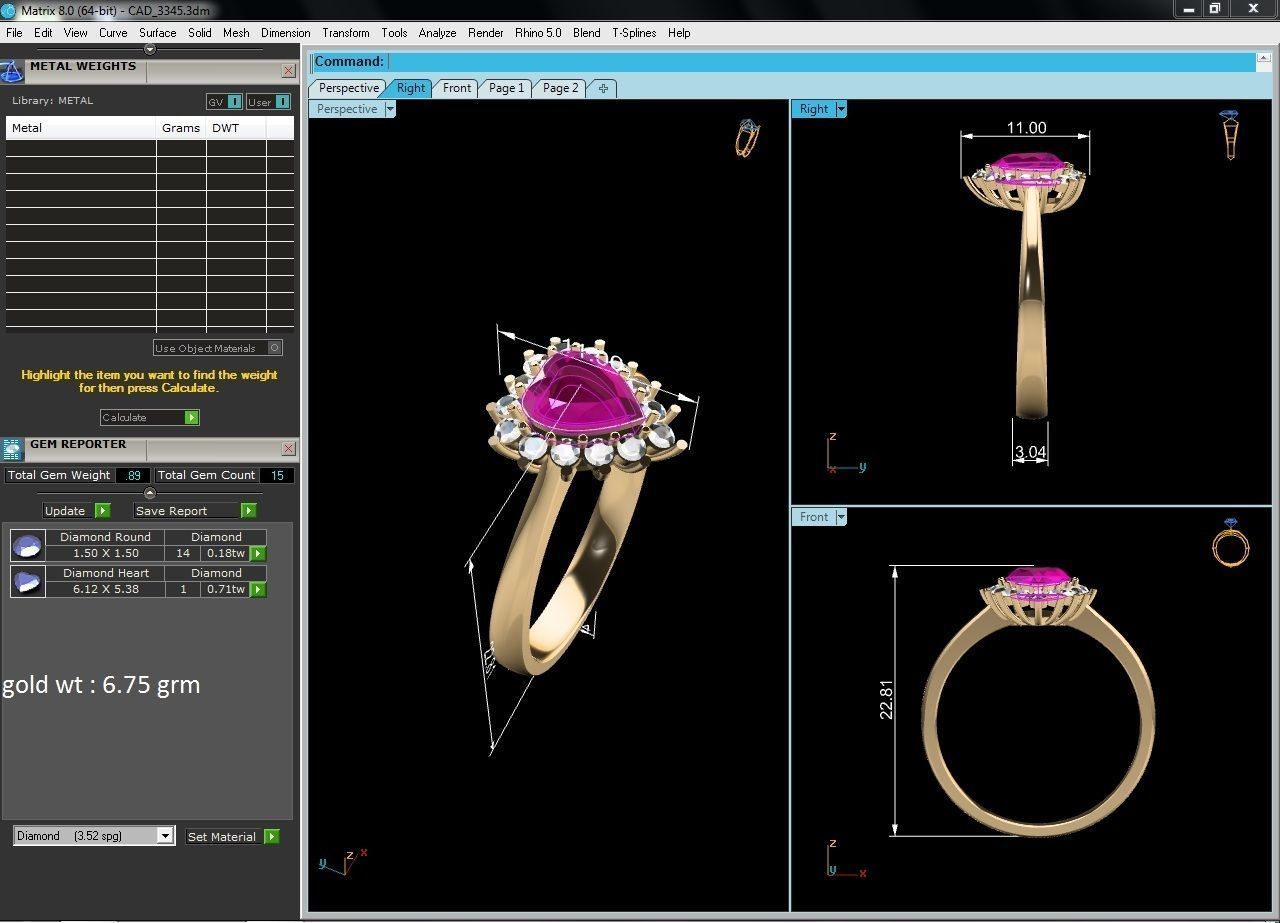 Solitaire Wedding Engagement Heart  Rings 3D print model_5