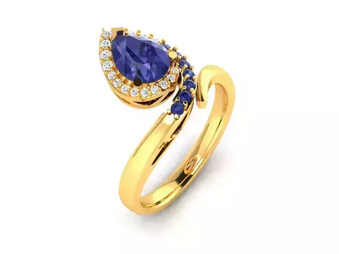 Solitaire Women Engagement Pear Ring 3D print model