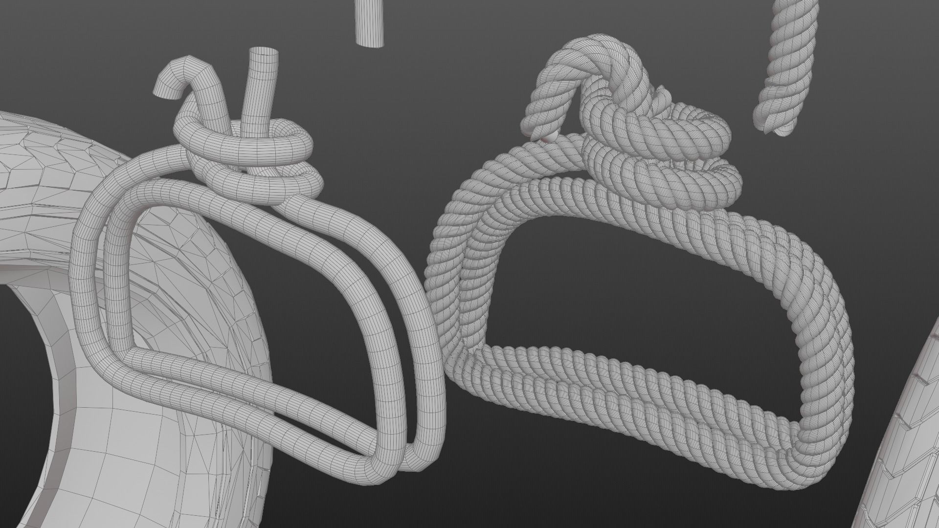 Old tree hanging car tire swing Low-poly 3D model_7