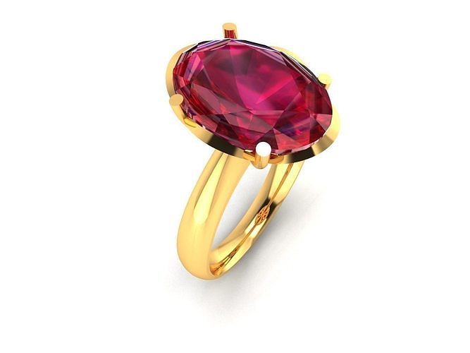 Solitaire Women Engagement Wedding Oval Stone Ring 3D print model