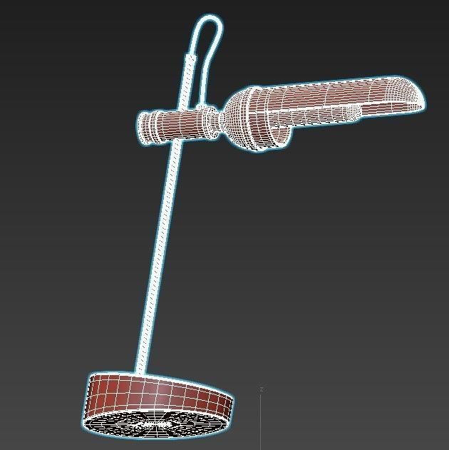 charles desk lamp with brass base and marble top 3D model_2