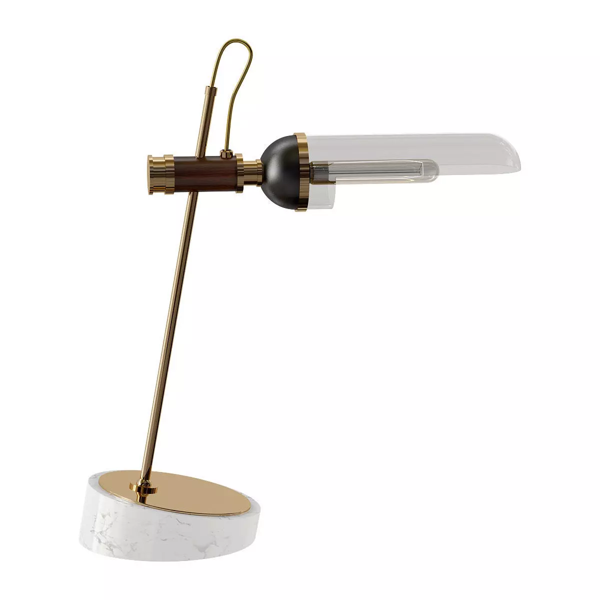 charles desk lamp with brass base and marble top 3D model_0