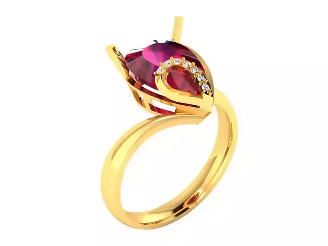 Solitaire Women Engagement Wedding Pear Stone Ring 3D print model