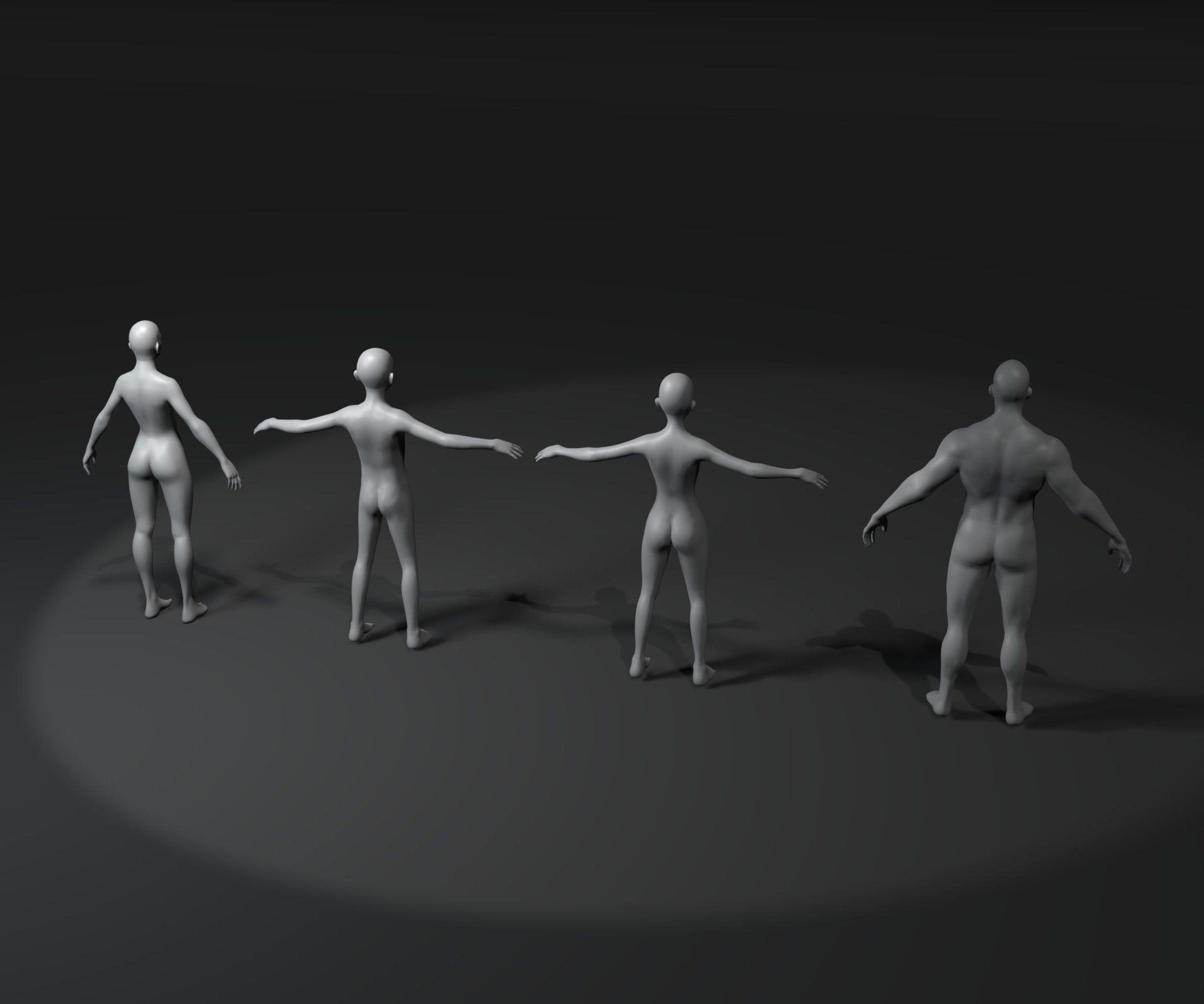 Human Body Base Mesh Animated Rigged 3D Model 20k Poly Low-poly 3D model_2