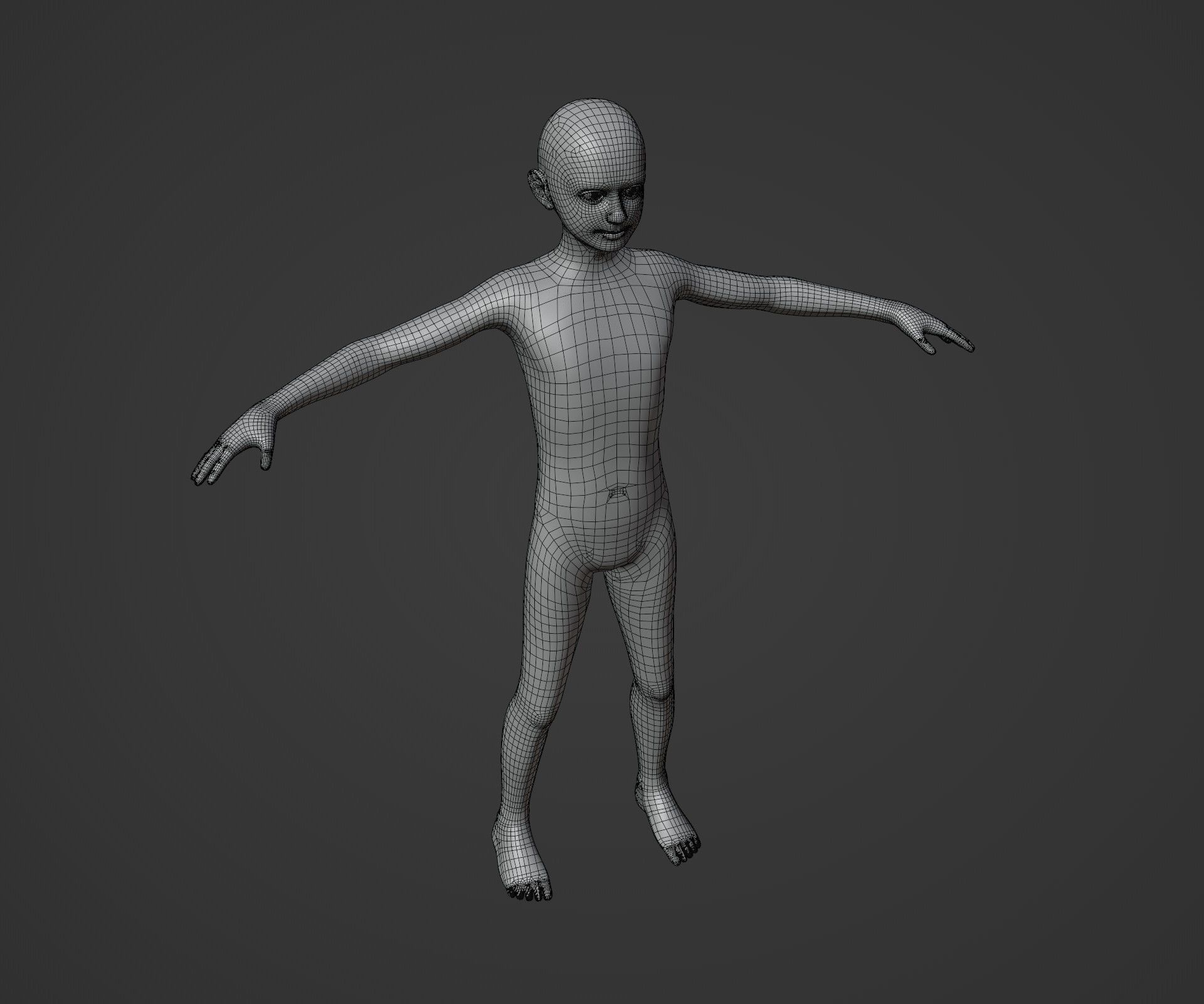 Human Body Base Mesh Animated Rigged 3D Model 20k Poly Low-poly 3D model_11
