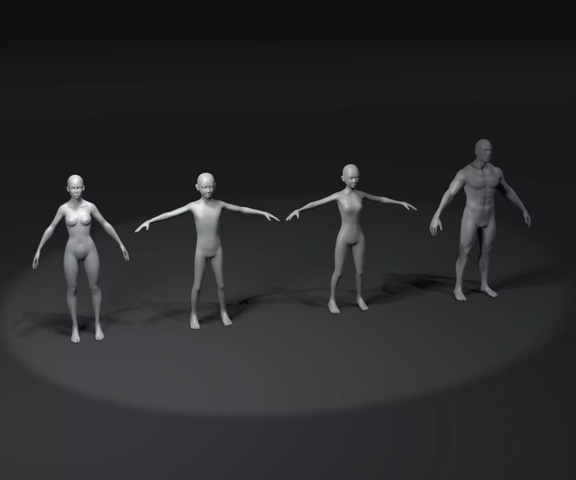 Human Body Base Mesh Animated Rigged 3D Model 20k Poly Low-poly 3D model_0