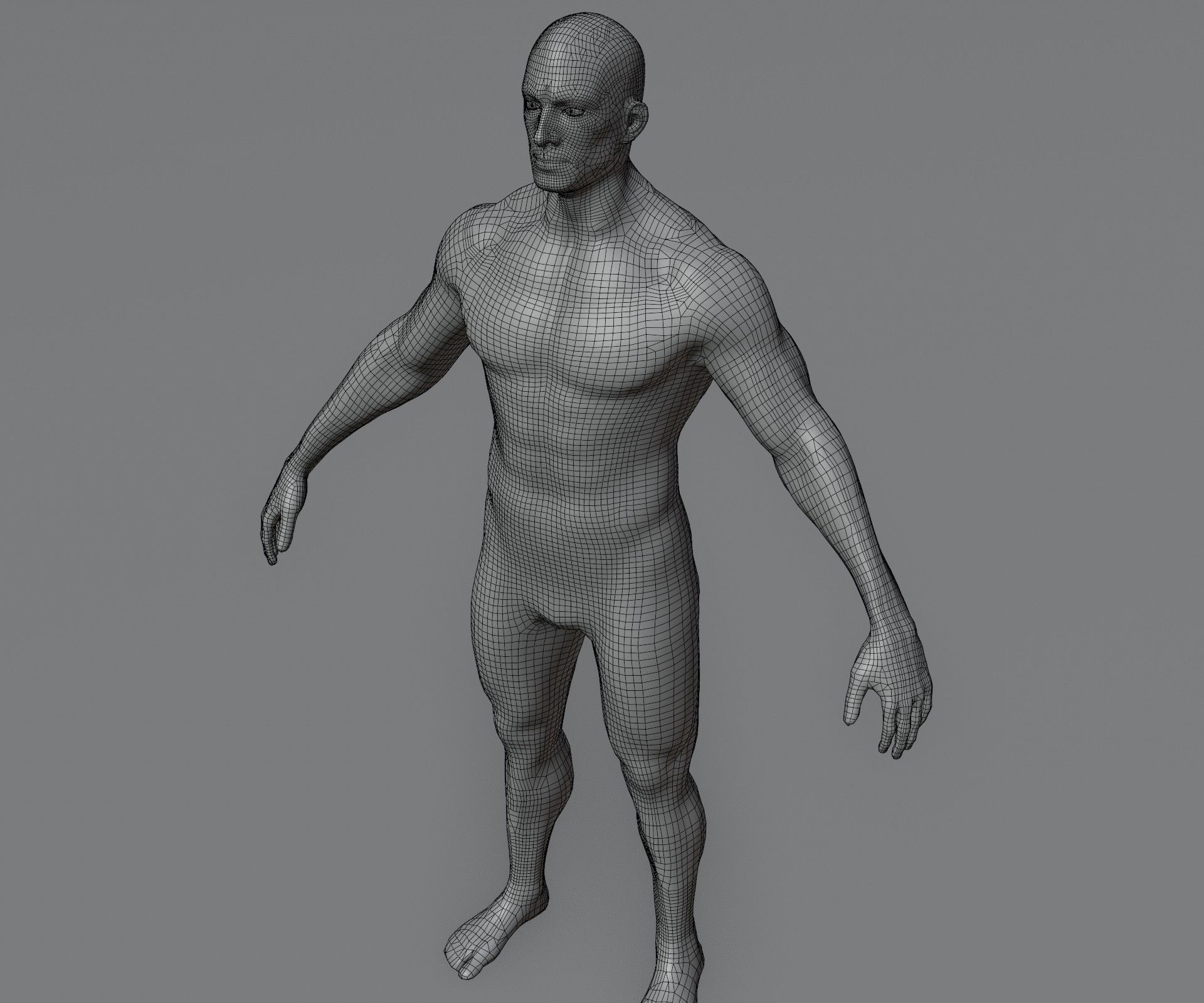 Human Body Base Mesh Animated Rigged 3D Model 20k Poly Low-poly 3D model_5