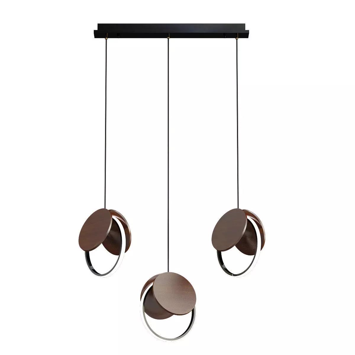 rest-more pendant light with three circles hanging from it 3D model