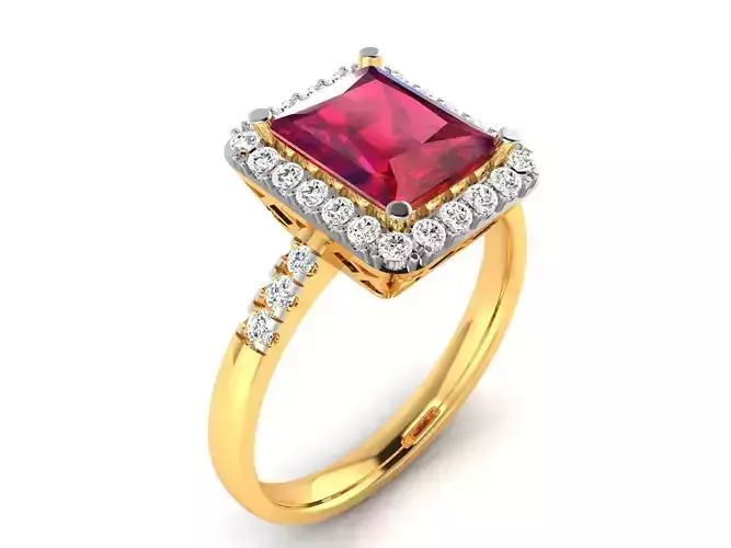 Solitaire Engagement Wedding Princess Ring 3D print model