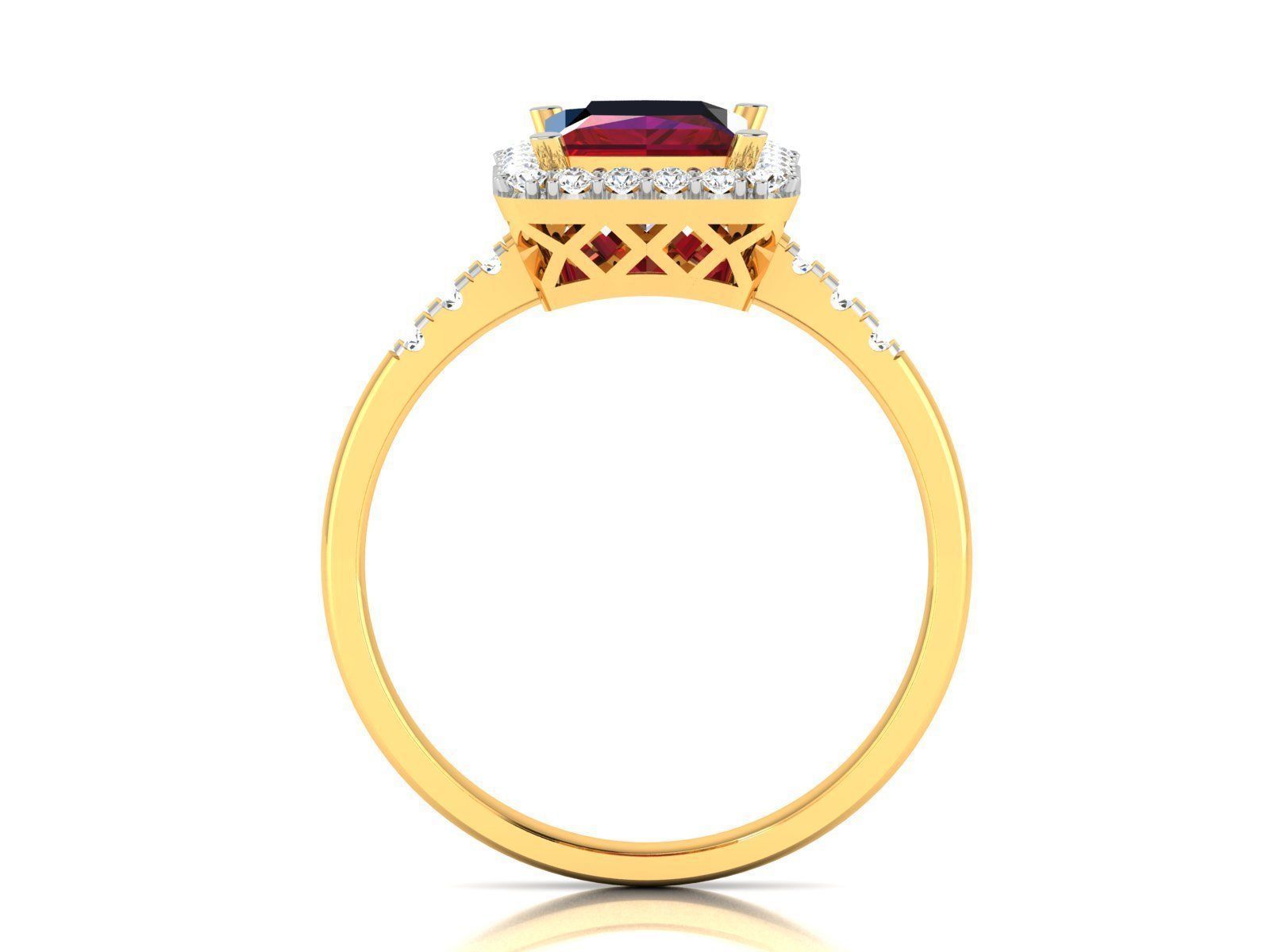 Solitaire Engagement Wedding Princess Ring 3D print model_1