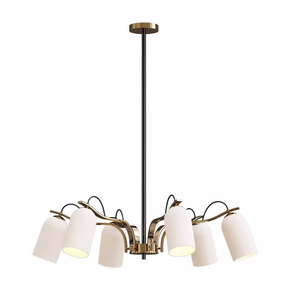 Favourite-Grover six light chandelier in brass with shades 3D model