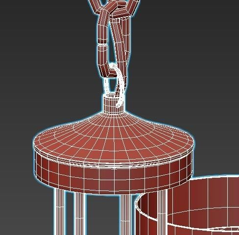 Favourite-Plexus six light chandelier in brass with shades 3D model_6