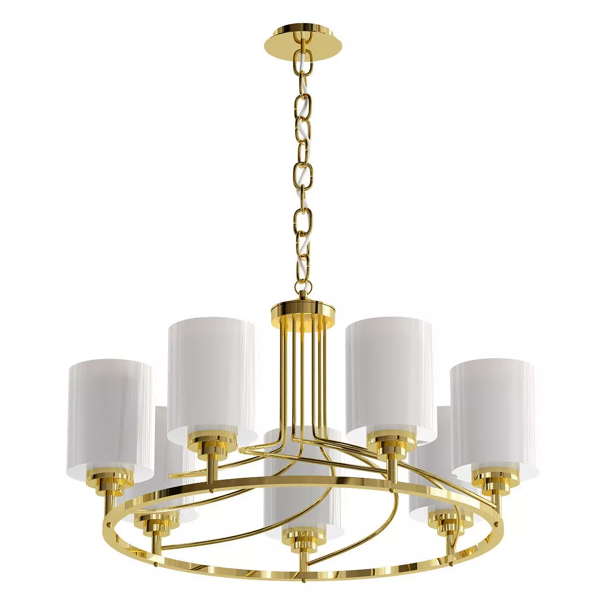 Favourite-Plexus six light chandelier in brass with shades 3D model_0