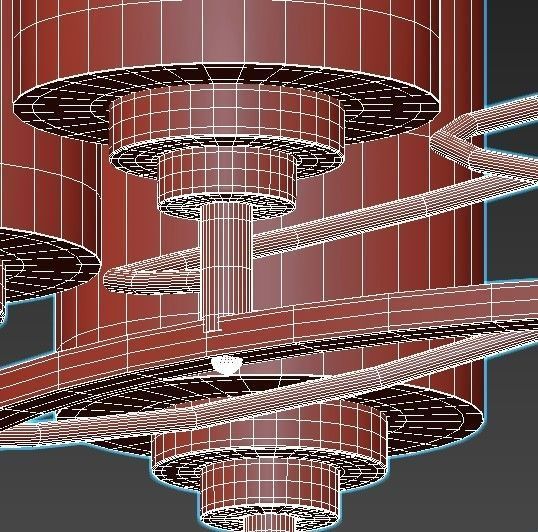 Favourite-Plexus six light chandelier in brass with shades 3D model_5