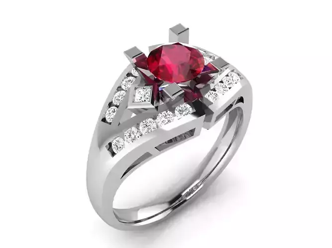 Solitaire Engagement Wedding Ring 3D print model