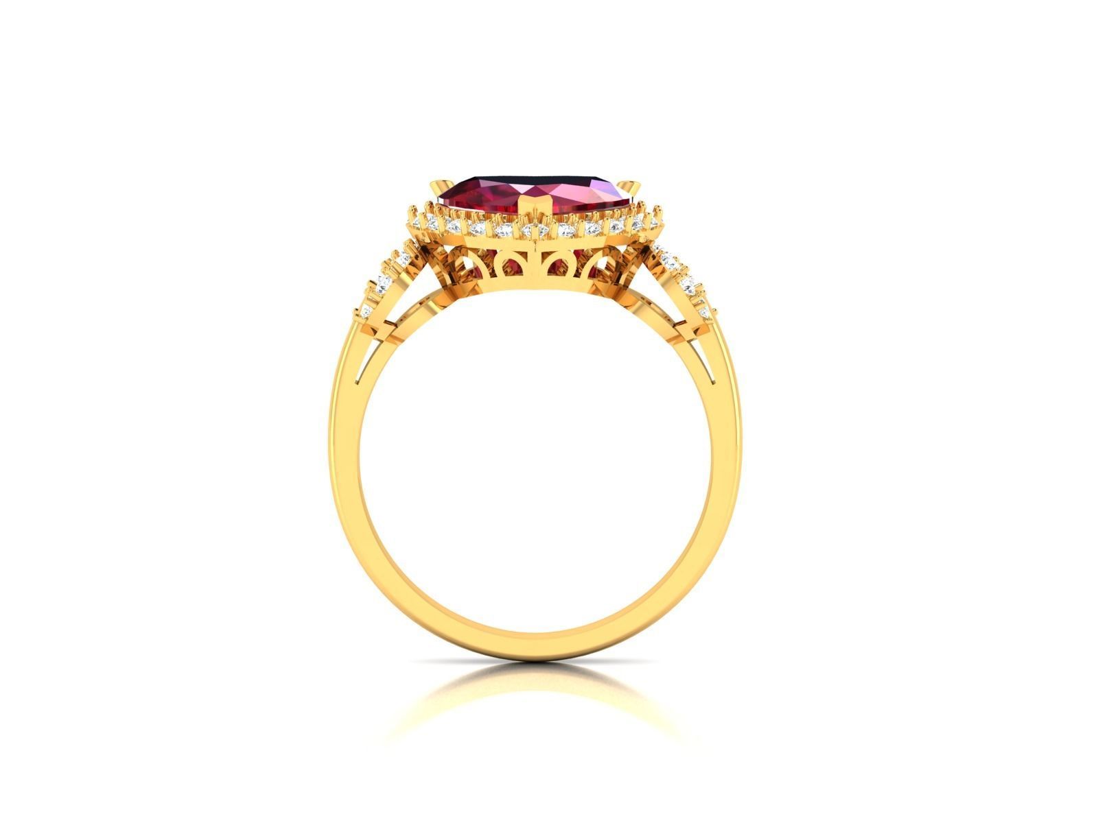 Solitaire Engagement Wedding Heart  Rings 3D print model_2