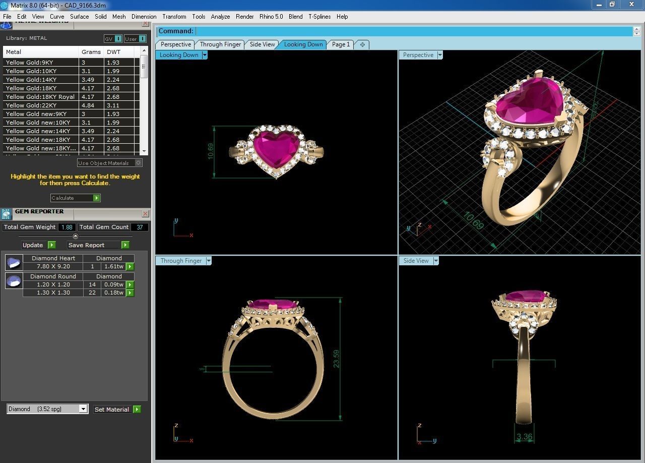 Solitaire Engagement Wedding Heart  Rings 3D print model_5