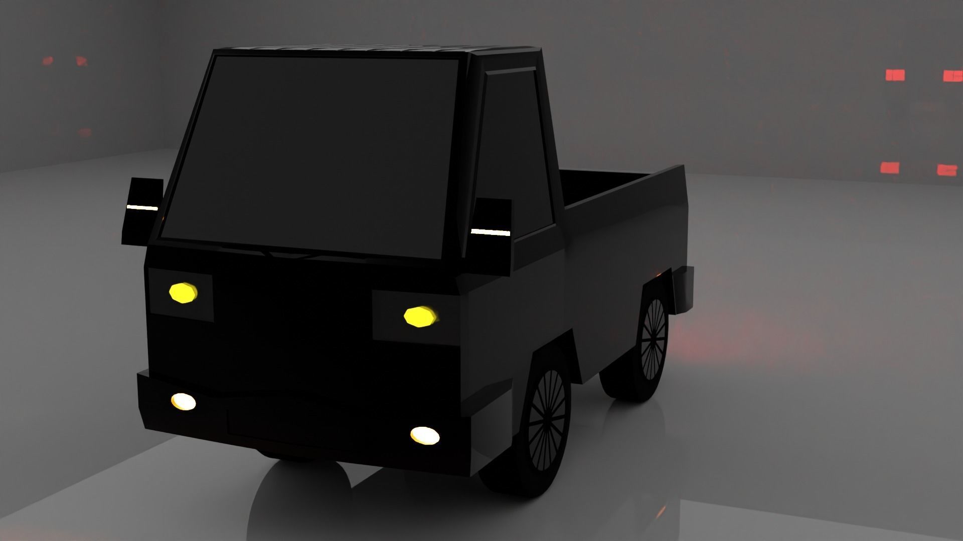 Truck with lights Low-poly 3D model_1
