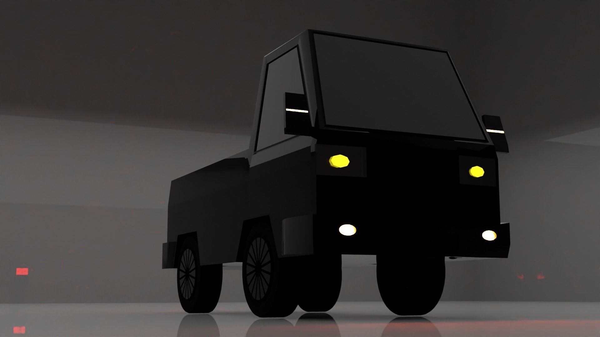 Truck with lights Low-poly 3D model_7