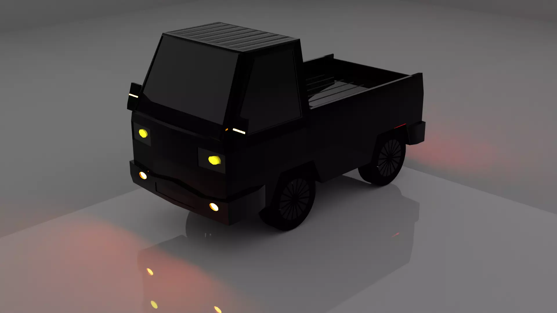 Truck with lights Low-poly 3D model_0