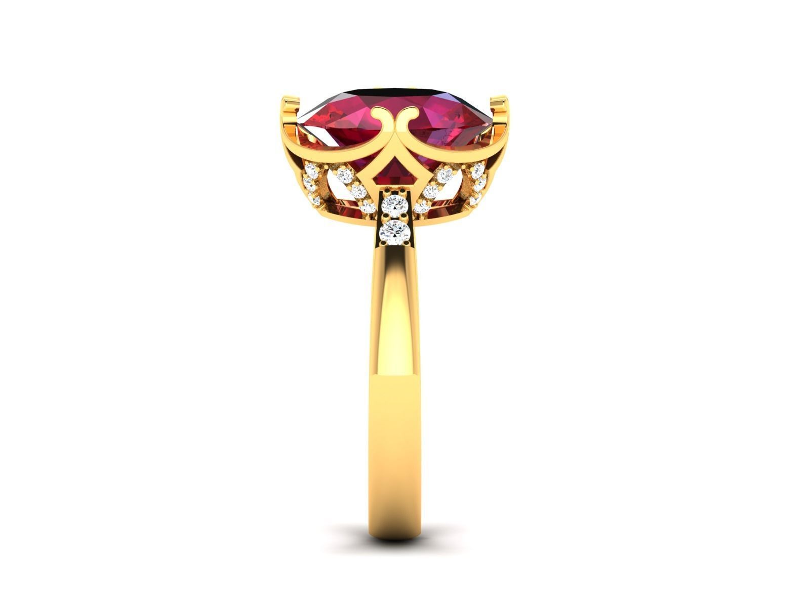 Solitaire Engagement Wedding Oval Ring 3D print model_5