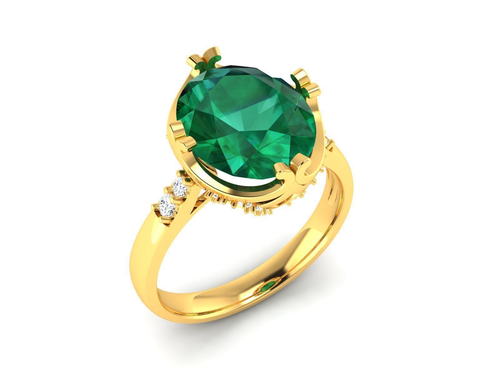 Solitaire Engagement Wedding Oval Ring 3D print model_6