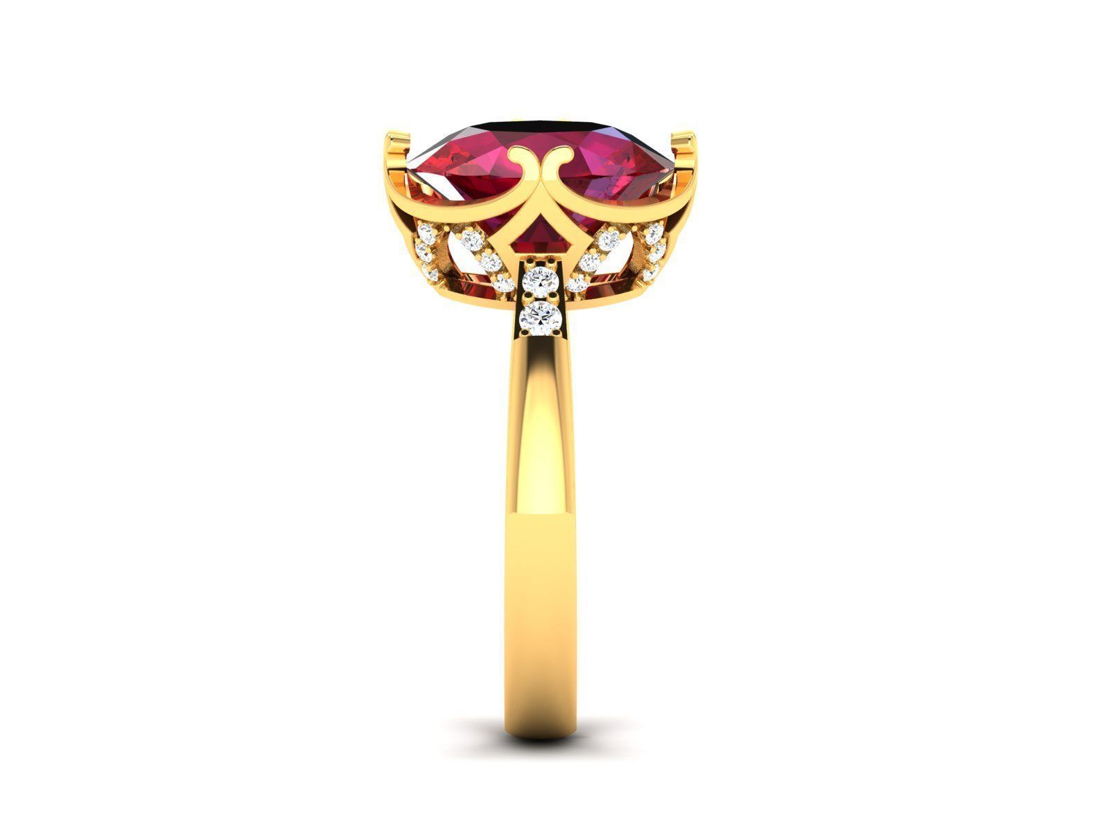 Solitaire Engagement Wedding Oval Ring 3D print model_4