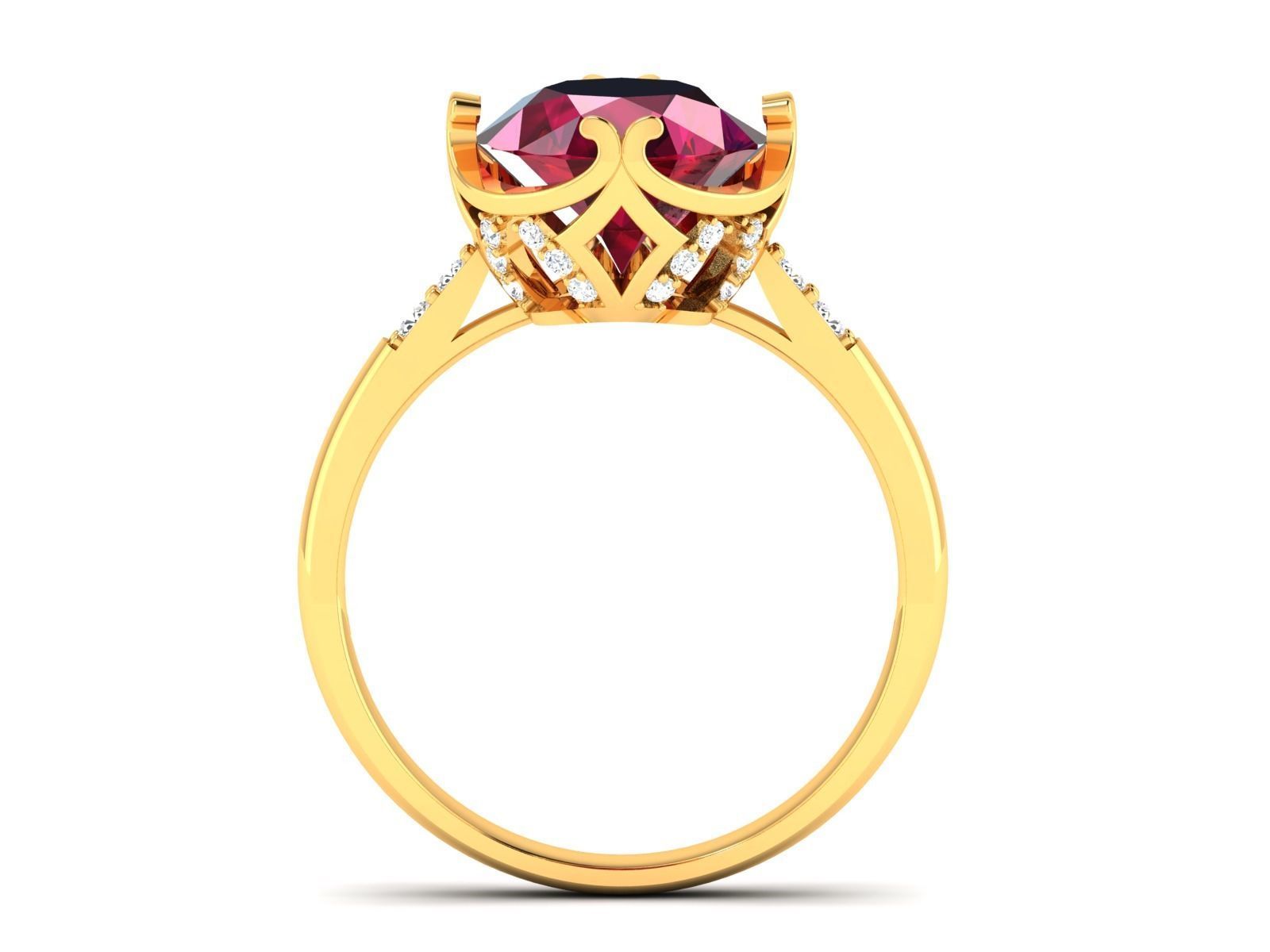 Solitaire Engagement Wedding Oval Ring 3D print model_3