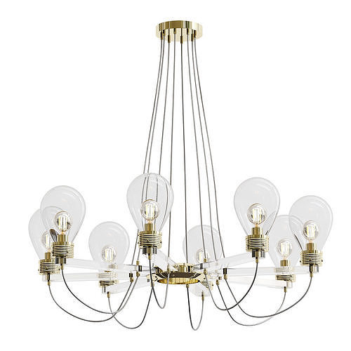 Light-atmosfera brass chandelier with glass bulbs 3D model