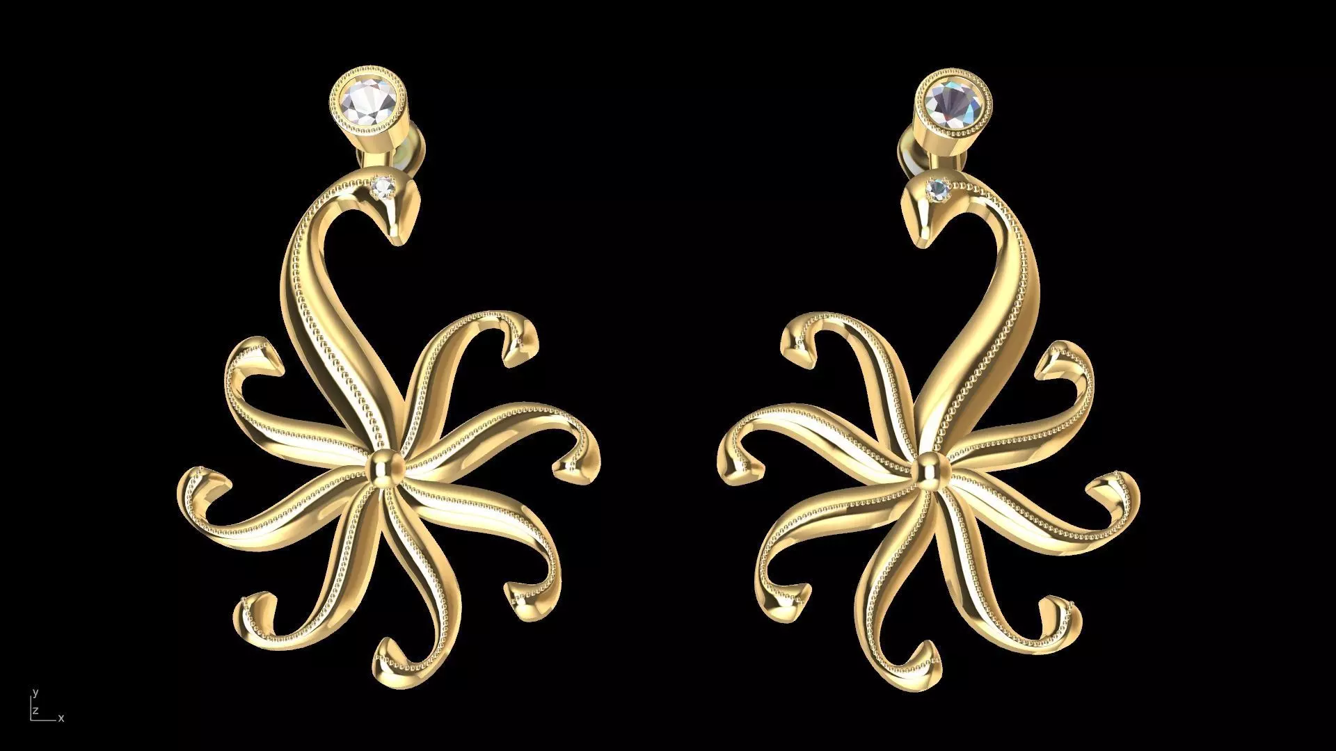 Peacock earrings stl verified 3D print model