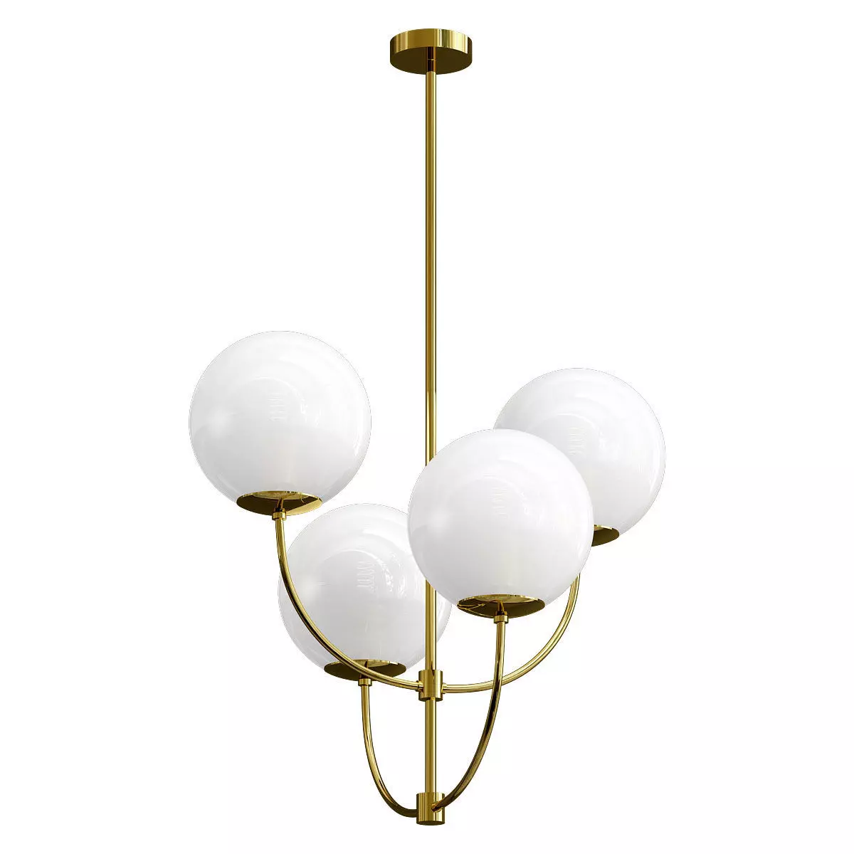 carrie brass chandelier with three glass balls 3D model_0