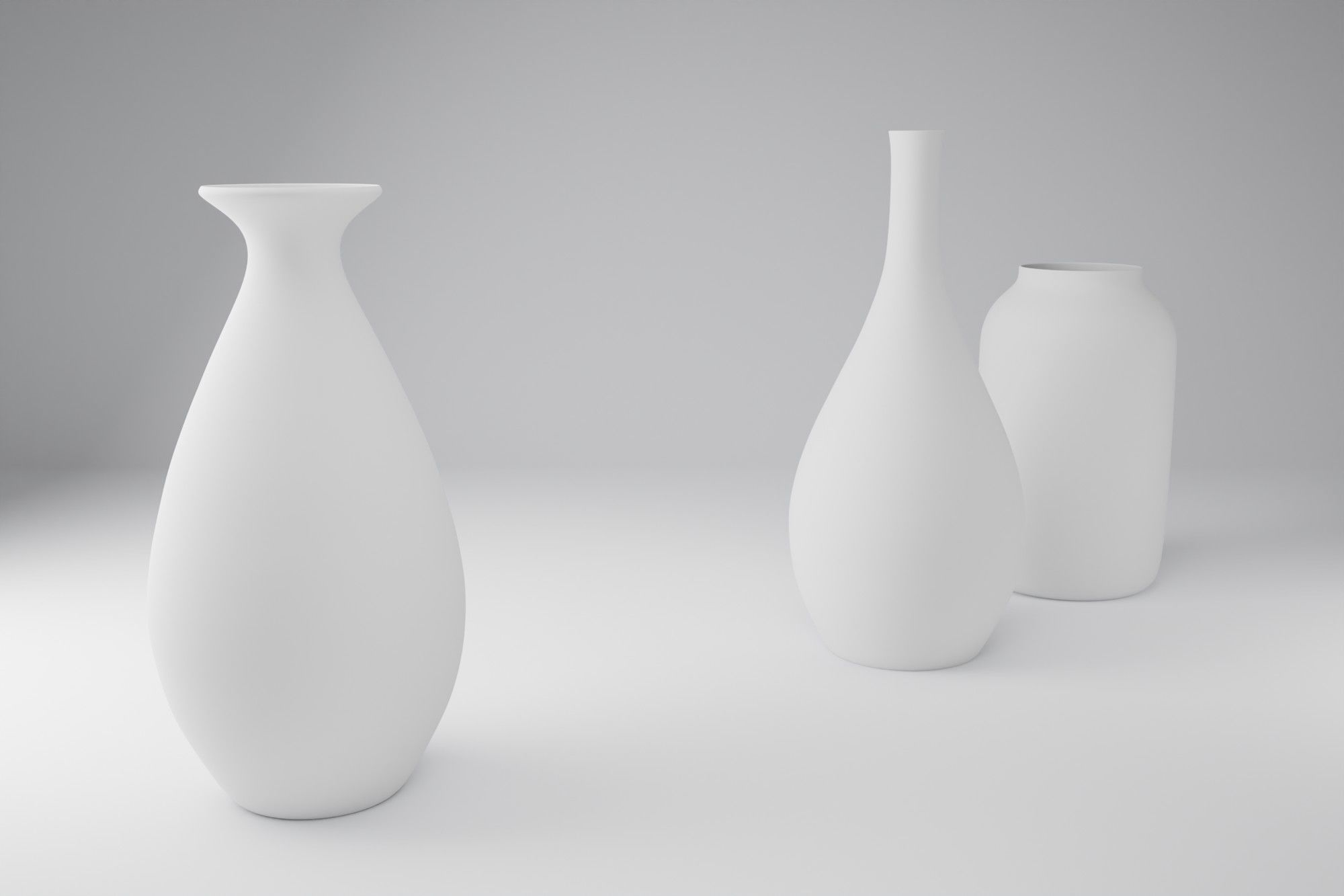 Set of 3 decorative vases in pastel colors 3D model_1