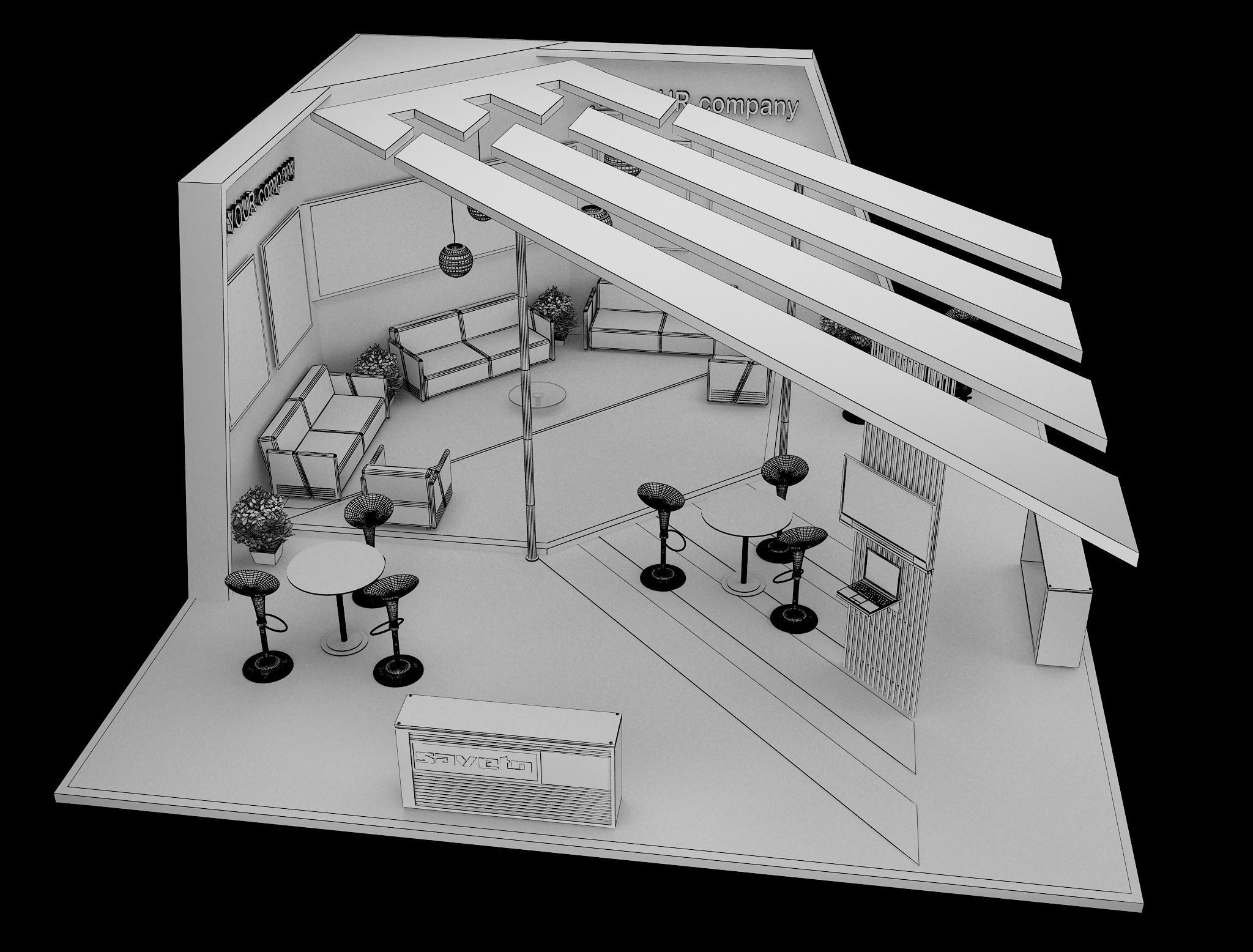 Booth Exhibition Stand a460a 3D model_13