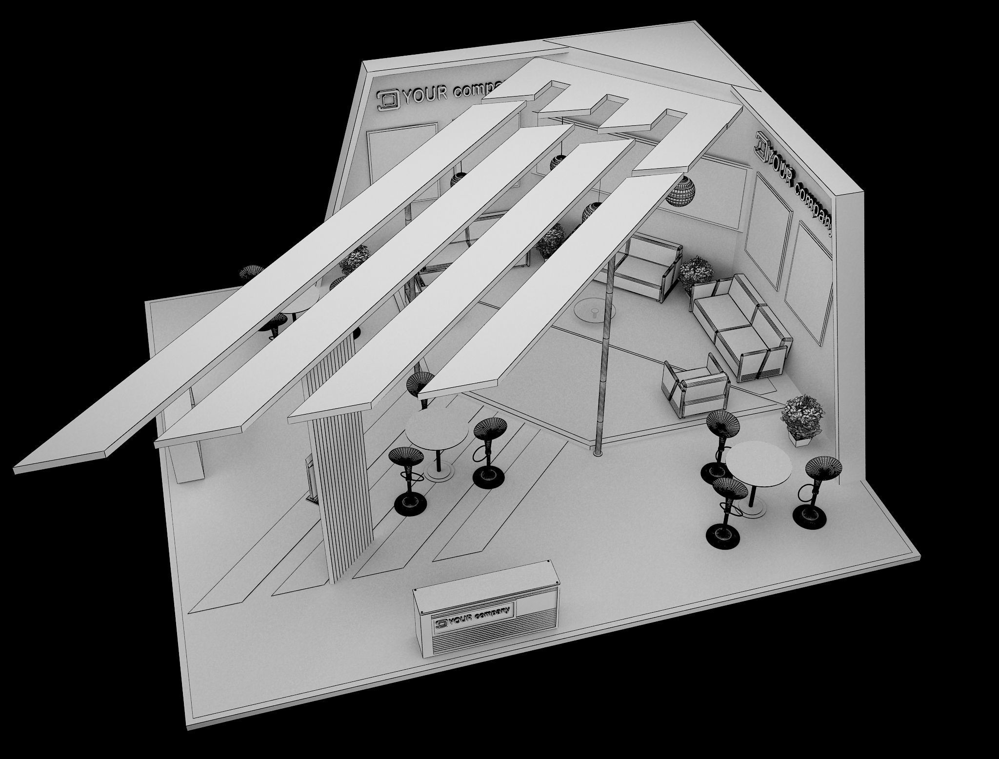 Booth Exhibition Stand a460a 3D model_7