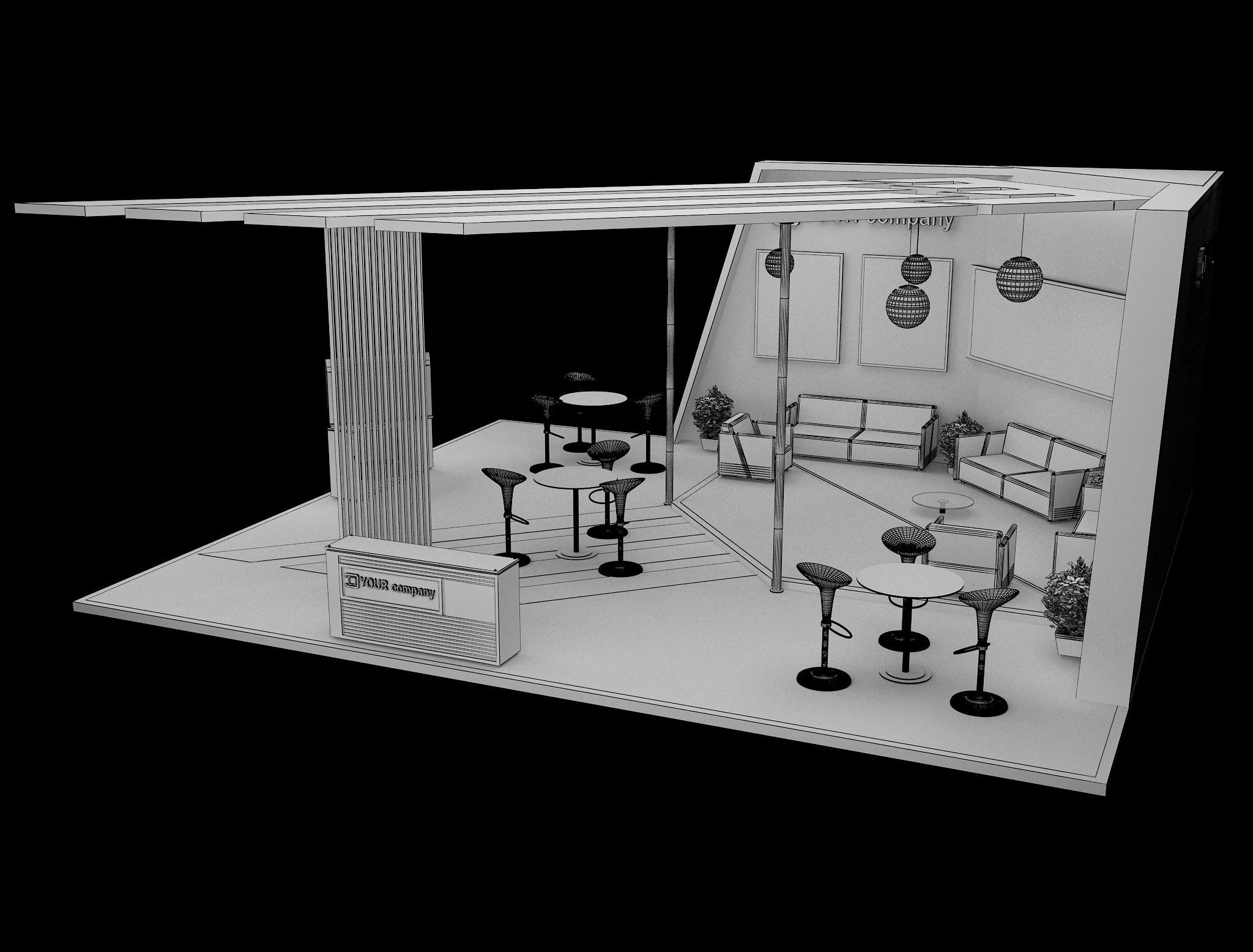 Booth Exhibition Stand a460a 3D model_5