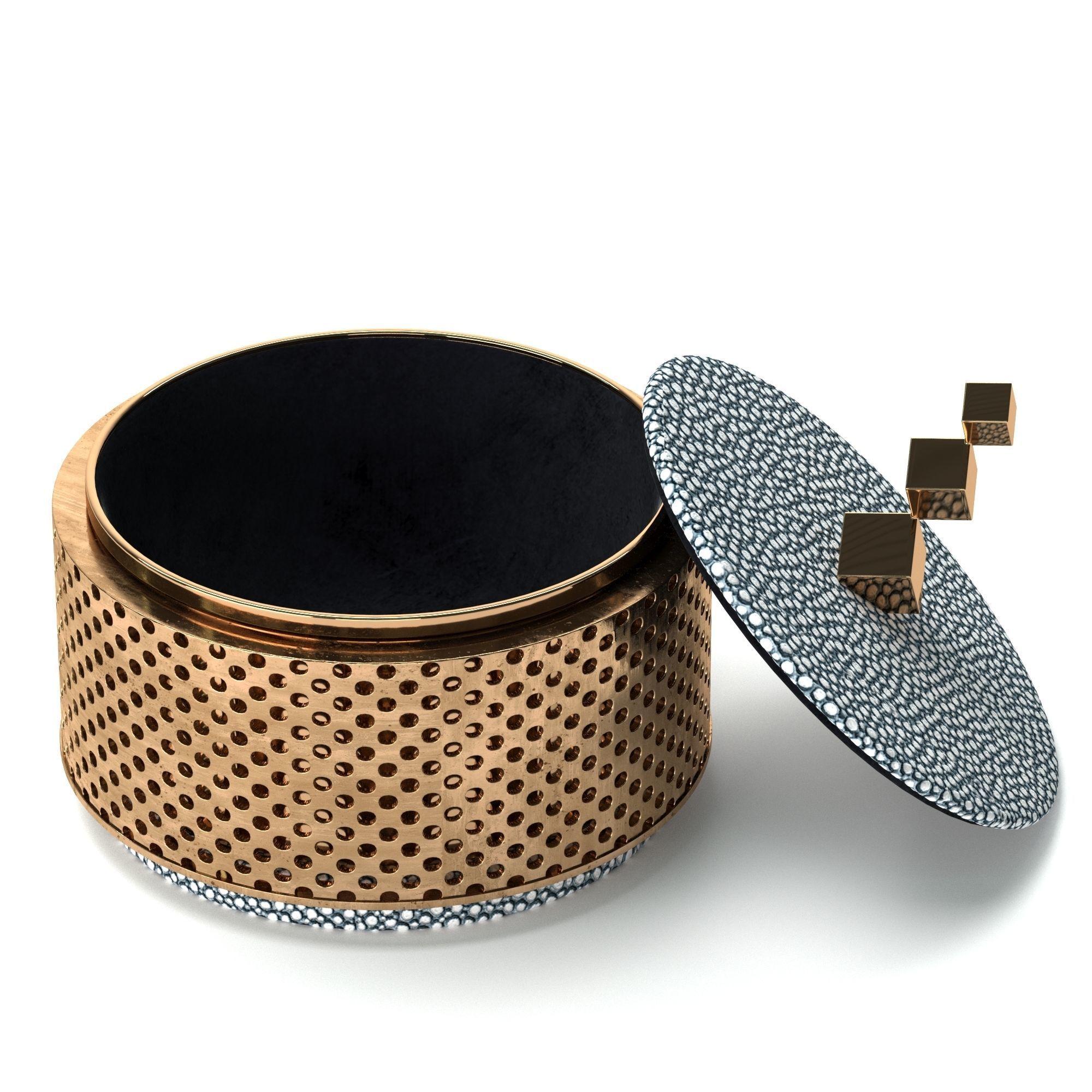 Liang and Eimil Shagreen Brass Jewelry Box 3D model_3
