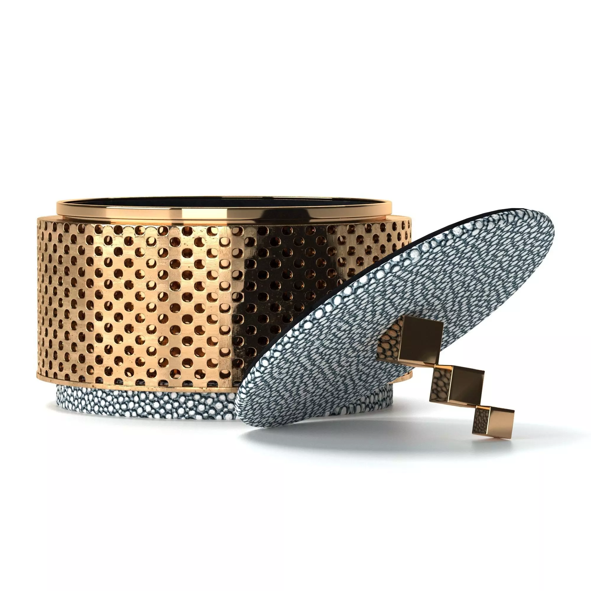 Liang and Eimil Shagreen Brass Jewelry Box 3D model_0