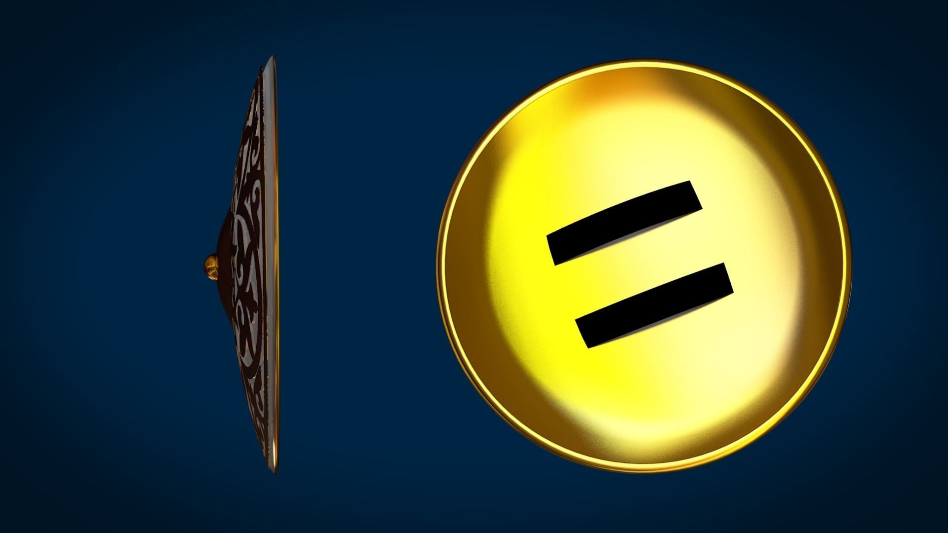 SHIELD ornate gold disc 3D model_2