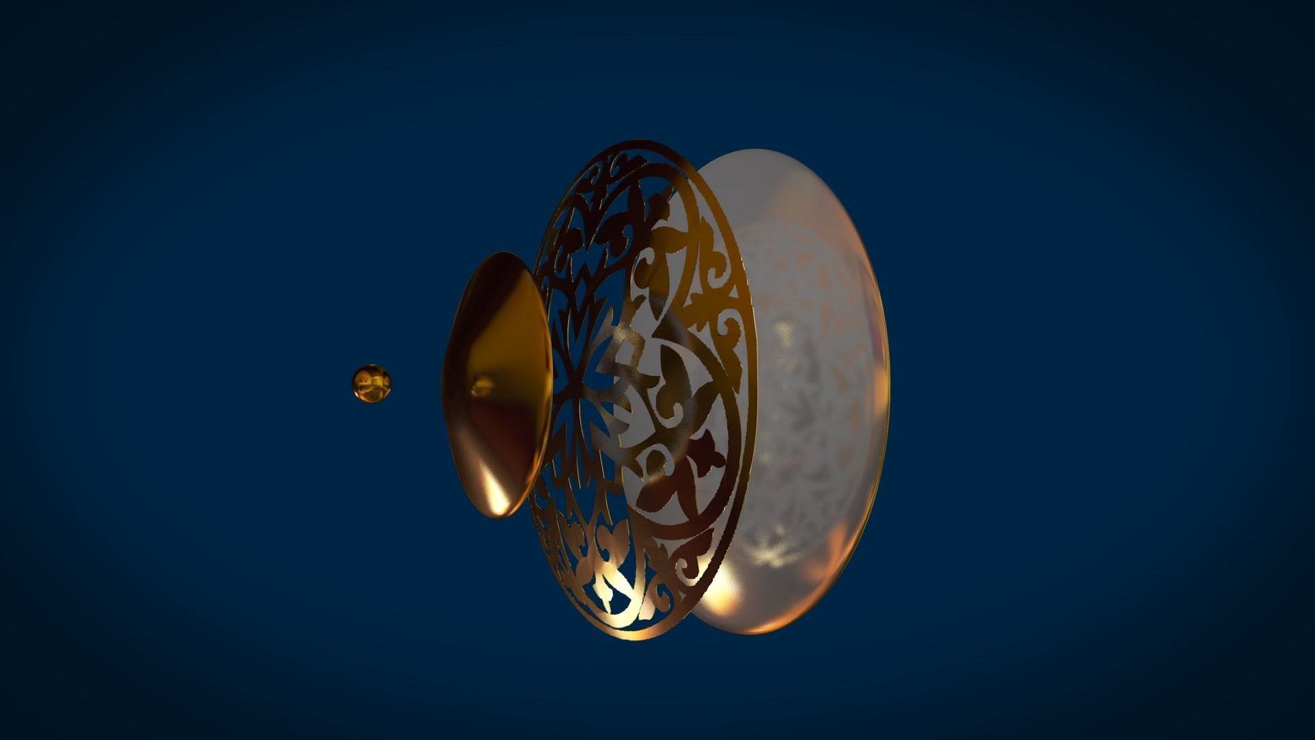 SHIELD ornate gold disc 3D model_1