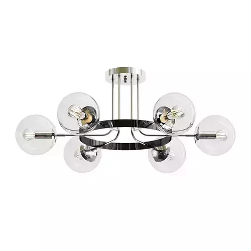 intenso six light chandelier with glass globes and chrome finish