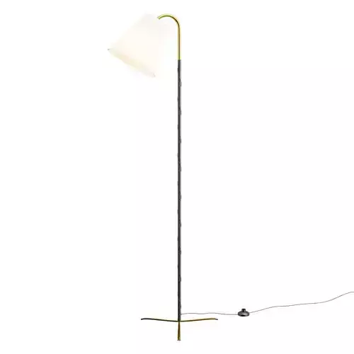 BARNES BRASS AND  BLACK LEATHER FLOOR LAMP