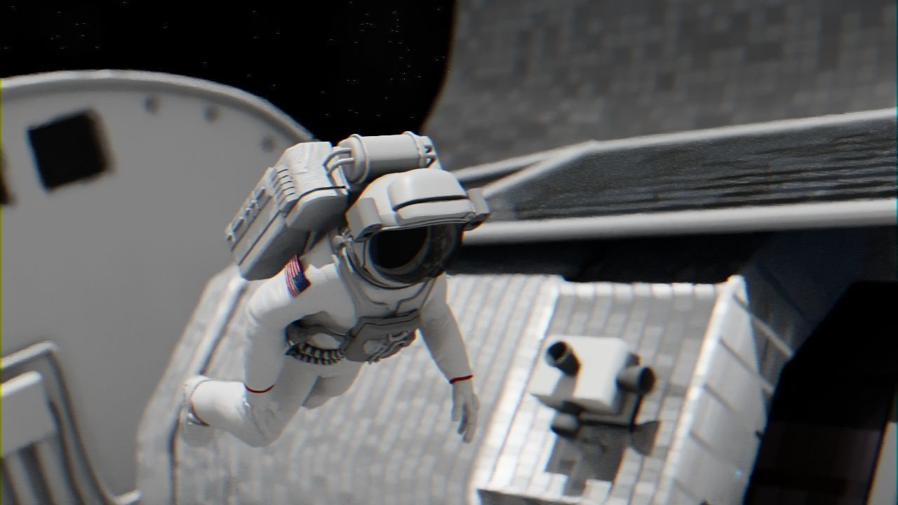 Space mission scene rigged astronaut 3D model_1
