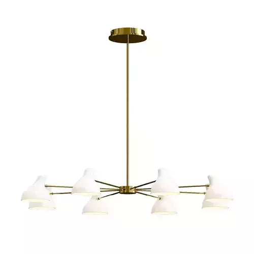 PRESLEY IVORY ENAMELED AND POLISHED BRASS CHANDELIER