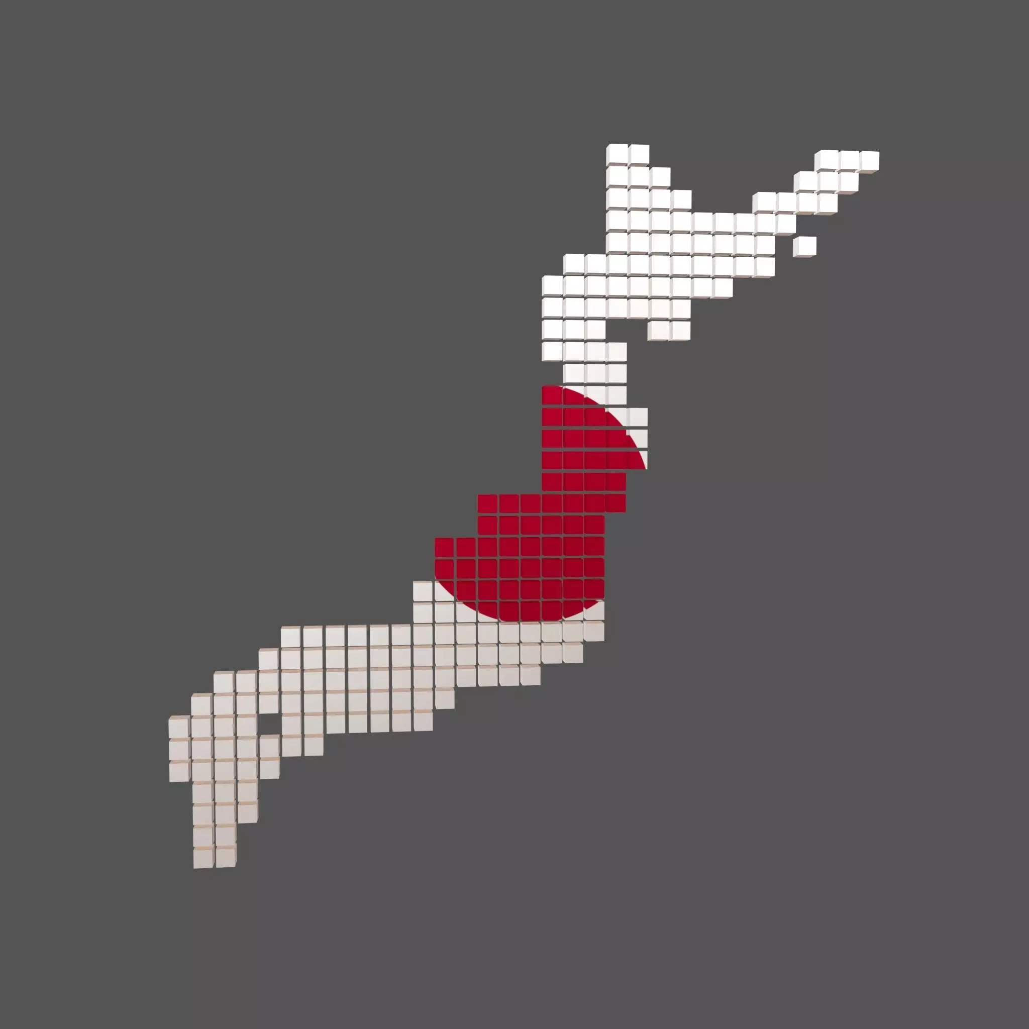 Japan Map Cube Style v1 002 Low-poly 3D model_0