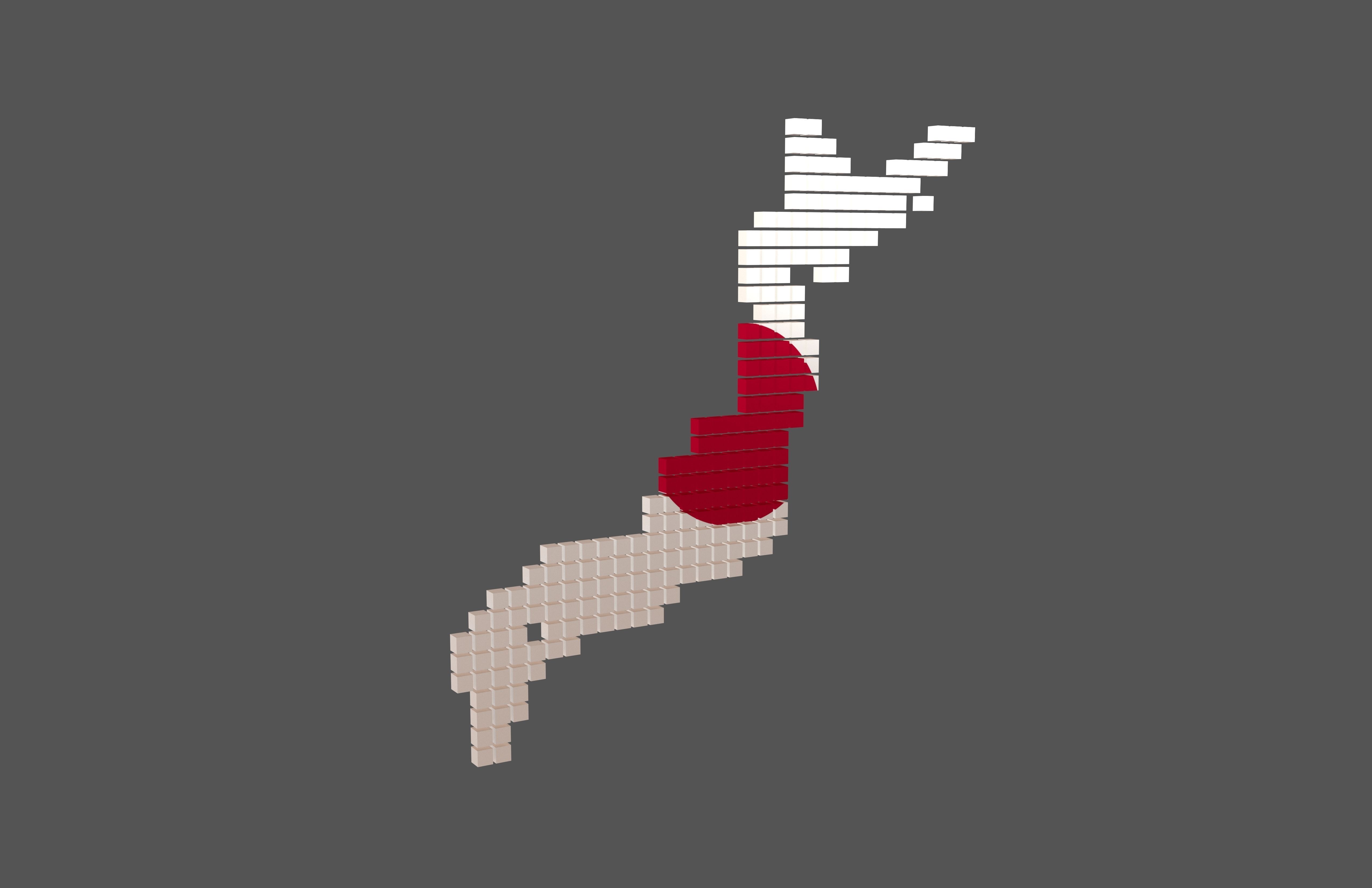 Japan Map Cube Style v1 002 Low-poly 3D model_1