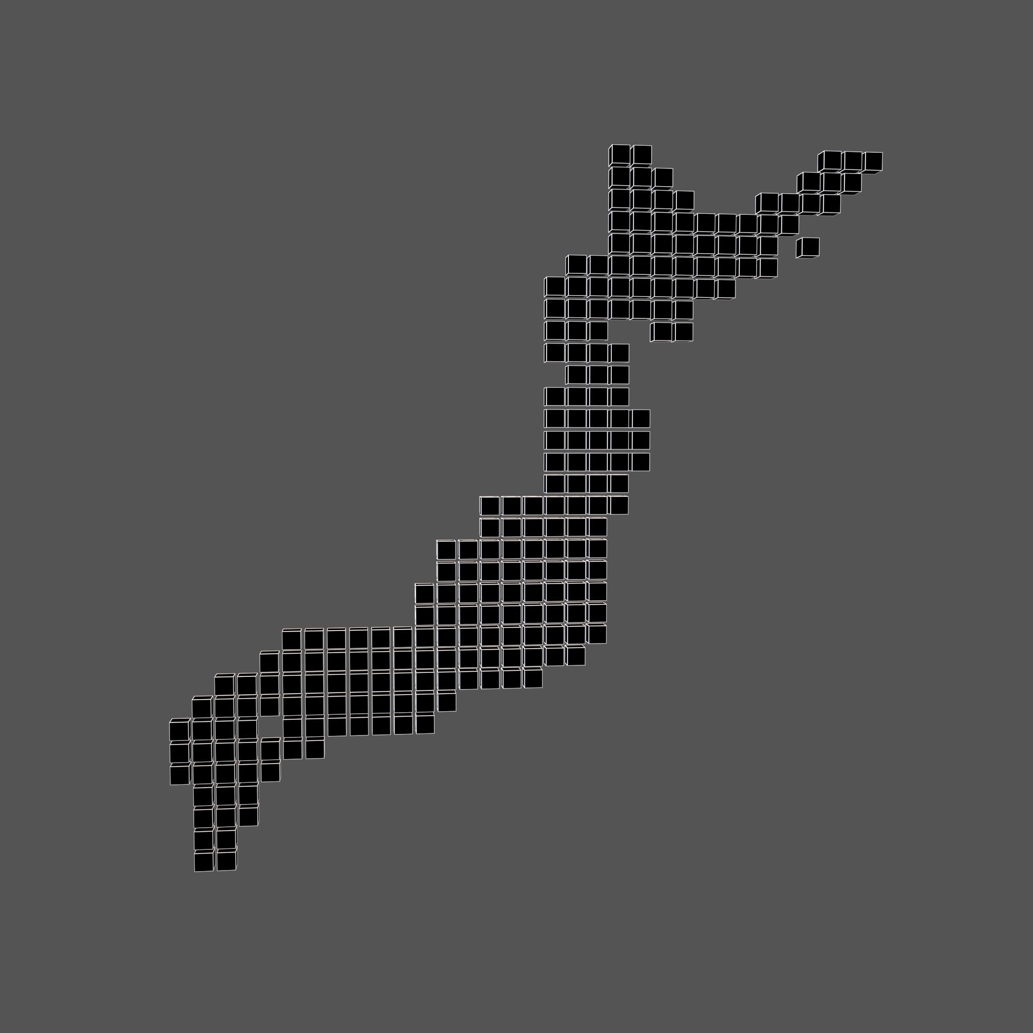 Japan Map Cube Style v1 002 Low-poly 3D model_7