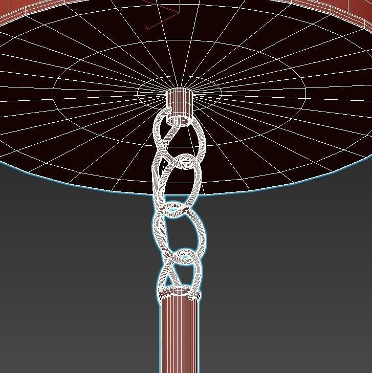 crown circular chandelier with metal and glass shades 3D model_5